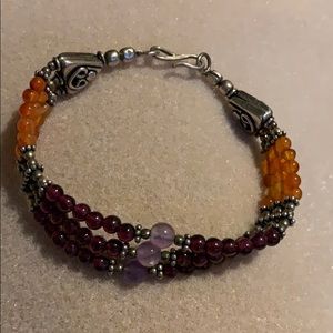 Garnet & Carnelian 3 strand bracelet